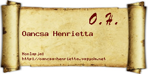 Oancsa Henrietta névjegykártya